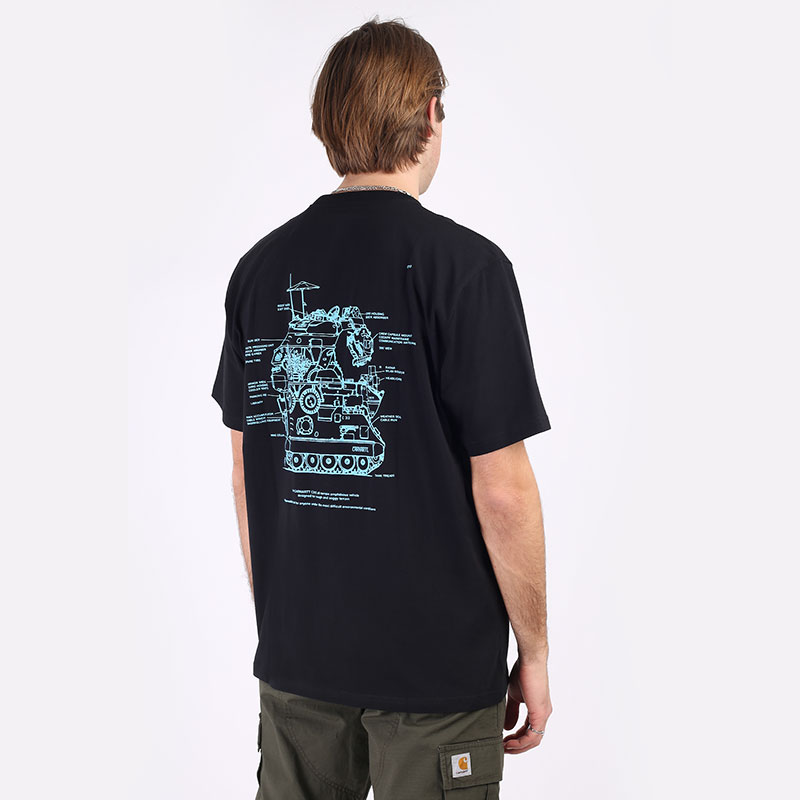 мужская черная футболка Carhartt WIP S/S Blueprint T-Shirt I029979-blk/lgt blue - цена, описание, фото 4